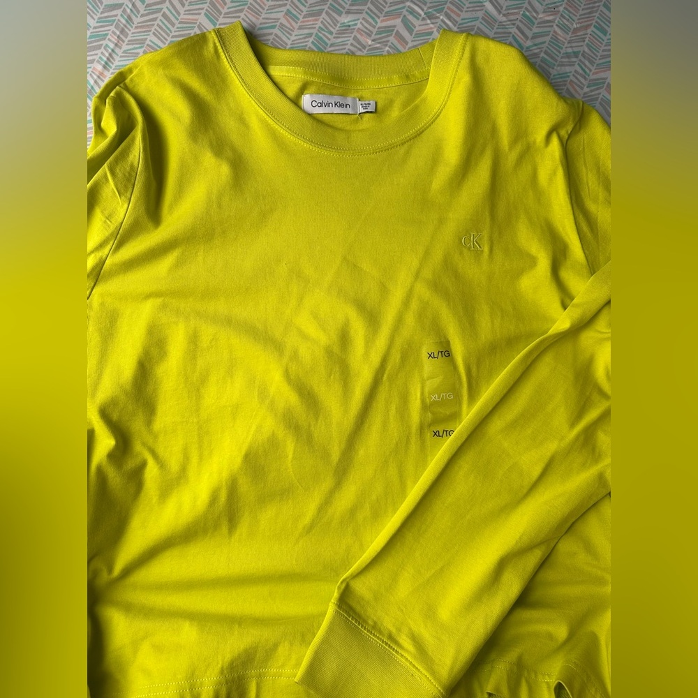 Calvin Klein Neon Yellow Crew Neck Tee